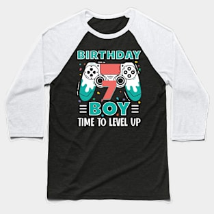 7th Birthday Boy Gamer Funny B-day Gift For Boys kids toddlers Baseball T-Shirt